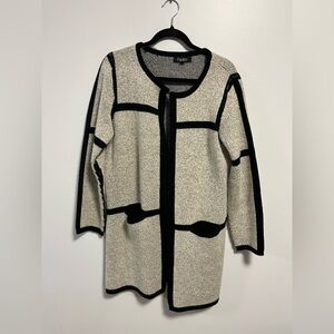 Papillon Knit Cardigan Black Cream Contrast Size Large